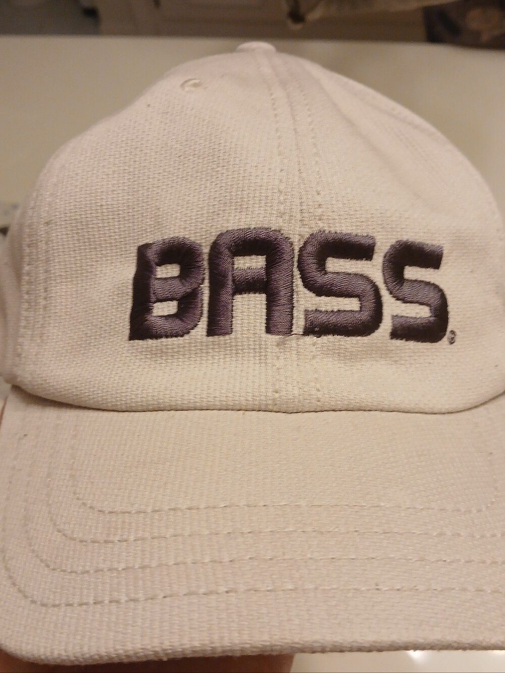 Bass White Baseball Cap with Dark Embroidered Logo